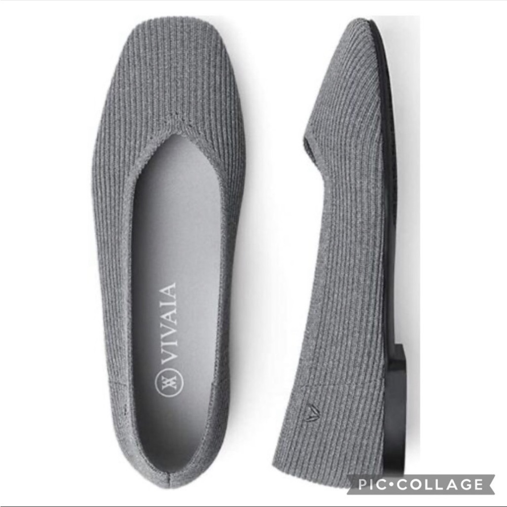 Vivaia Margot 2.0 V-Cut Rich Grey Ballerina Flats Size 9
